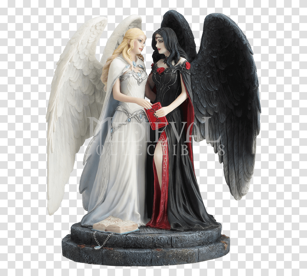 Download Dark And Light Angel Statue Angel Figurines, Art, Archangel, Person, Human Transparent Png