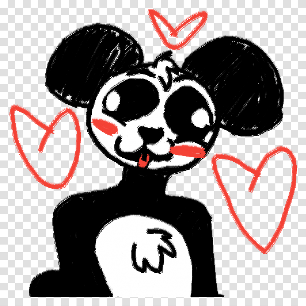 Download Derpy Cute Panda Lol Heart Image With No Heart, Stencil, Face, Dynamite, Bomb Transparent Png