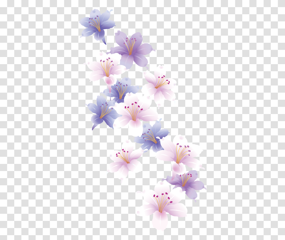 Download Design Set 2 Butterflies Small Flowers, Plant, Blossom, Anther, Lily Transparent Png