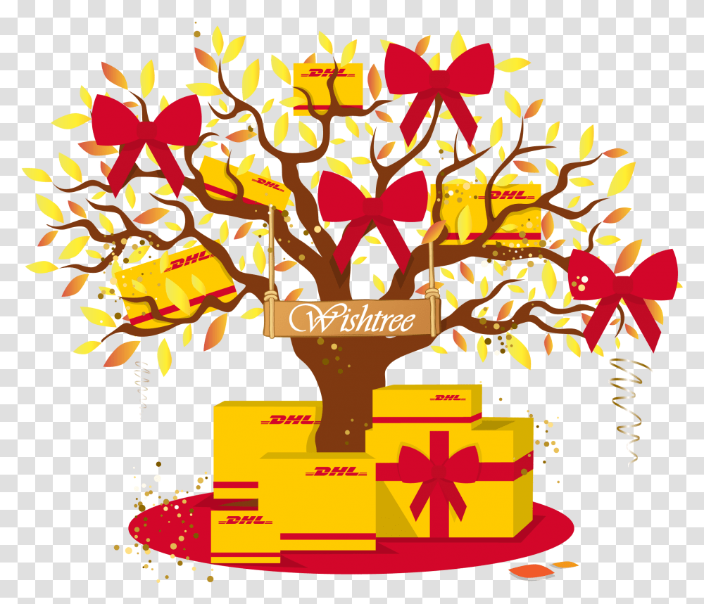 Download Dhl Wishtree Merry Christmas Dhl Global Forwarding, Graphics, Art, Diwali, Floral Design Transparent Png