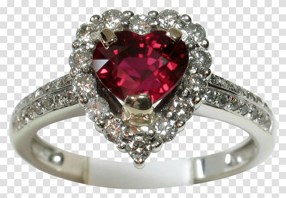 Download Diamond Diamond Heart Shaped Ruby Ring, Jewelry, Accessories, Accessory, Gemstone Transparent Png
