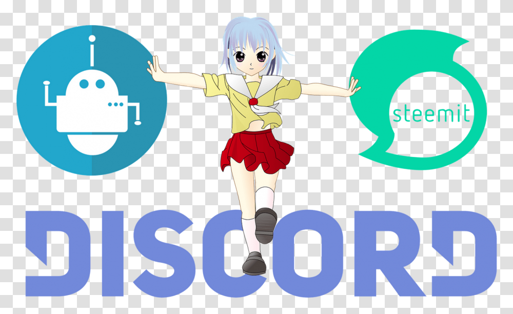 Download Discord Logo Walking Girl Full Size Image Discord Logo, Person, Comics, Book, Poster Transparent Png