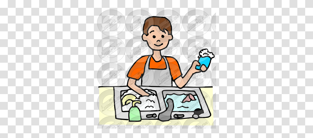 Download Dish Washer Clipart Dishwasher Clip Art Kitchen Man, Person, Human, Chef, Poster Transparent Png