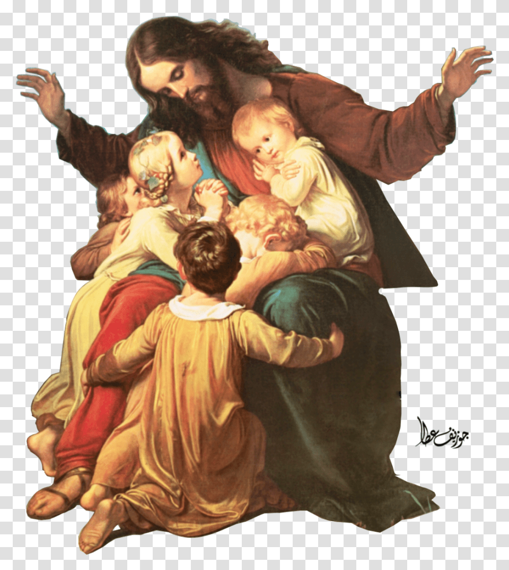 Download Divinity Christ Holy People God Is Life Hq Jesus With Child, Person, Human, Art, Painting Transparent Png