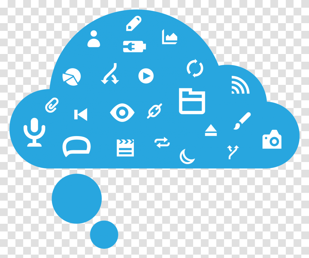 Download Dmc Logo Of A Blue Thought Bubble Cloud With Icons Dot, Sphere, Outdoors, Graphics, Art Transparent Png