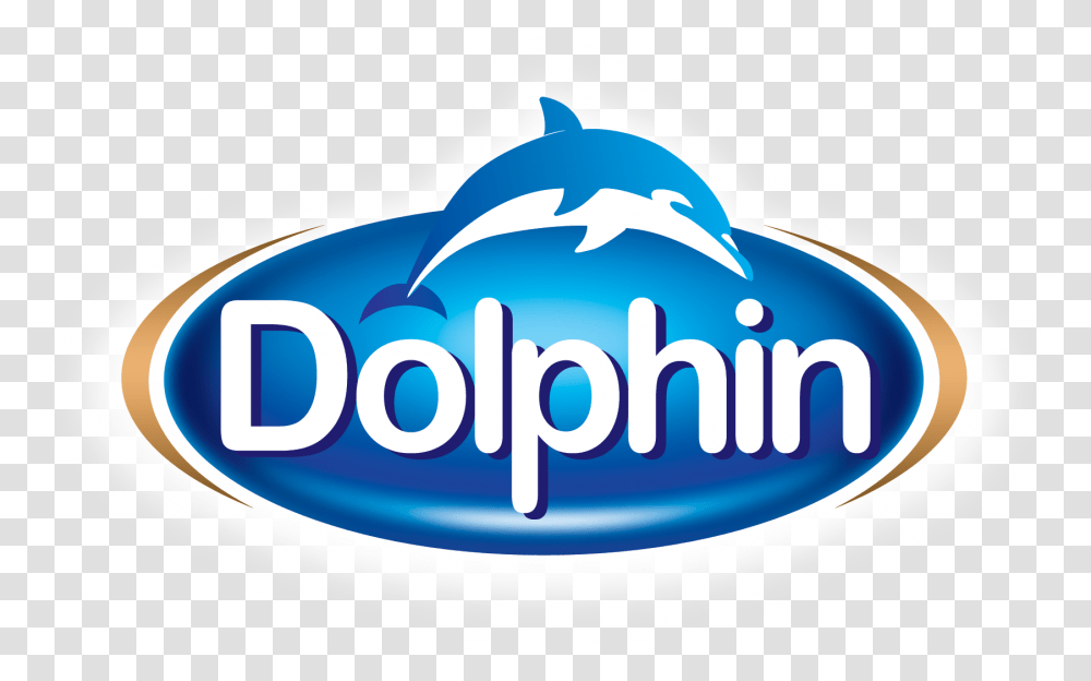 Download Dolphin Logo Logo And Dolphin Graphic, Label, Text, Animal, Sea Life Transparent Png