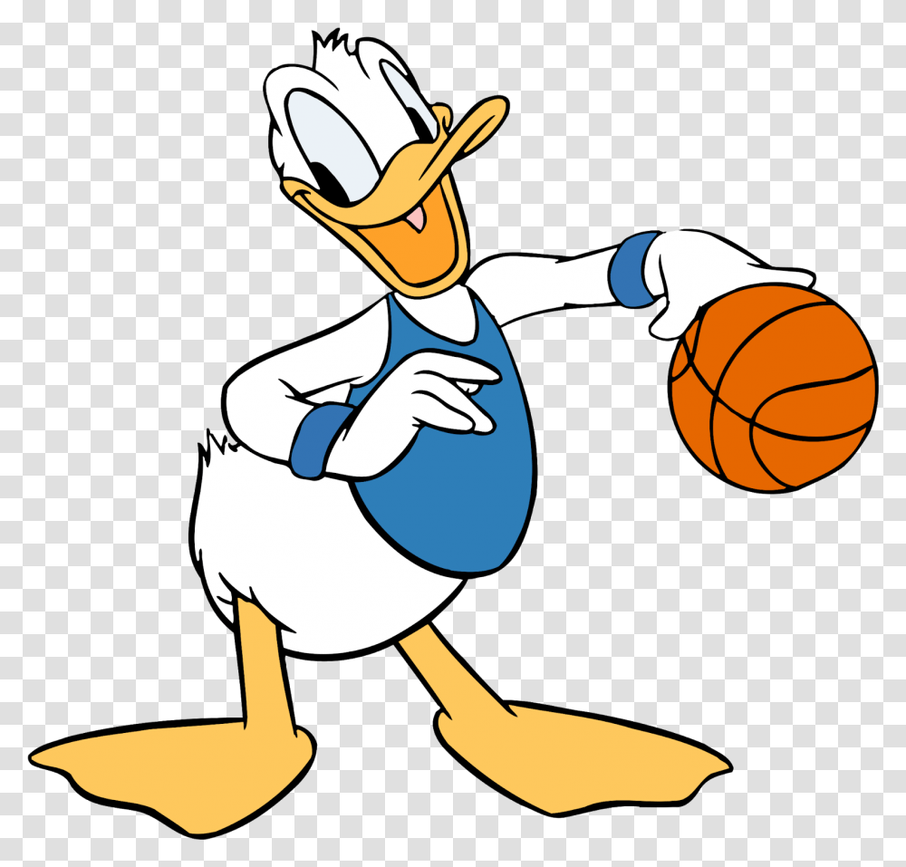 Download Donald Duck Cartoon Character Donald Duck Basketball, Person, Human, People, Team Sport Transparent Png