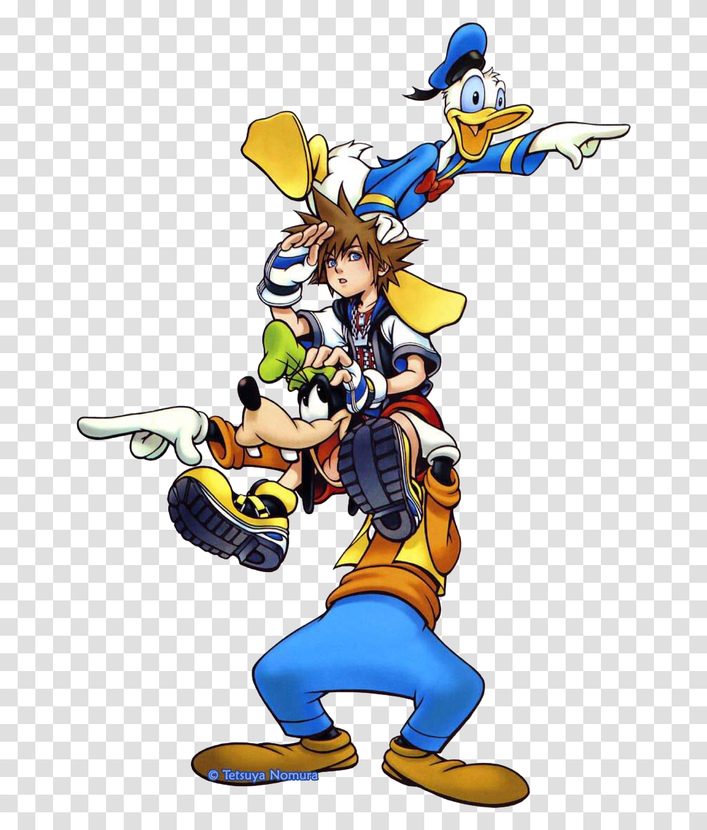 Download Donald Goofy And Sora Kh Kingdom Hearts Hd 15 Kingdom Hearts Sora Donald Goofy, Person, Human, Comics, Book Transparent Png