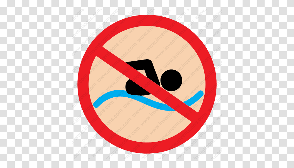 Download Don't Swimming Vector Icon Inventicons Circle, Symbol, Tape, Text, Sign Transparent Png