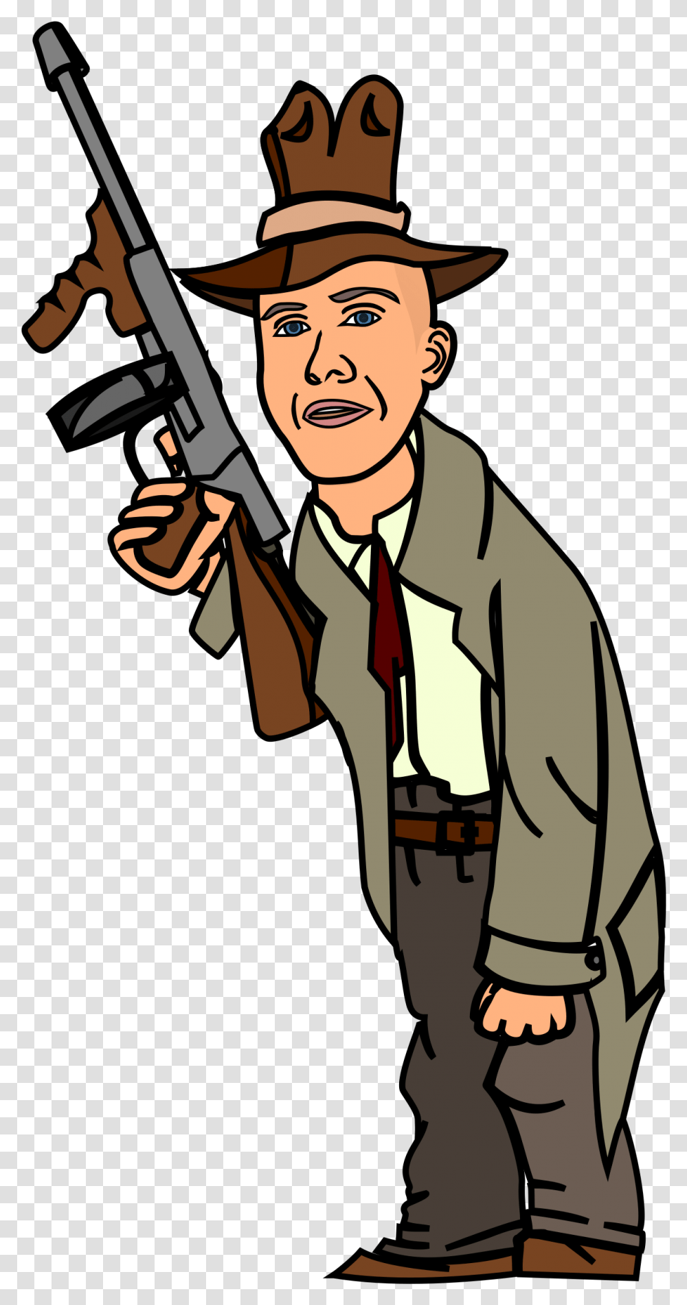 Download Download Mafia Thompson Gun Cartoon, Person, Hat, Paintball Transparent Png