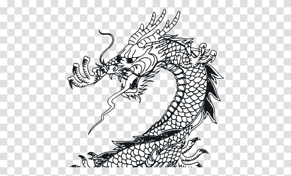 Download Dragon Vector Art Tattoo 999px Chinese Dragon Dragons Black And White, Horse, Mammal, Animal,  Transparent Png