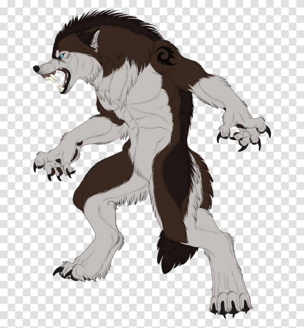 Download Drawn Wolfman Mixed Animal Fenrirsulfer Werewolf Lines, Mammal, Wildlife, Bird Transparent Png