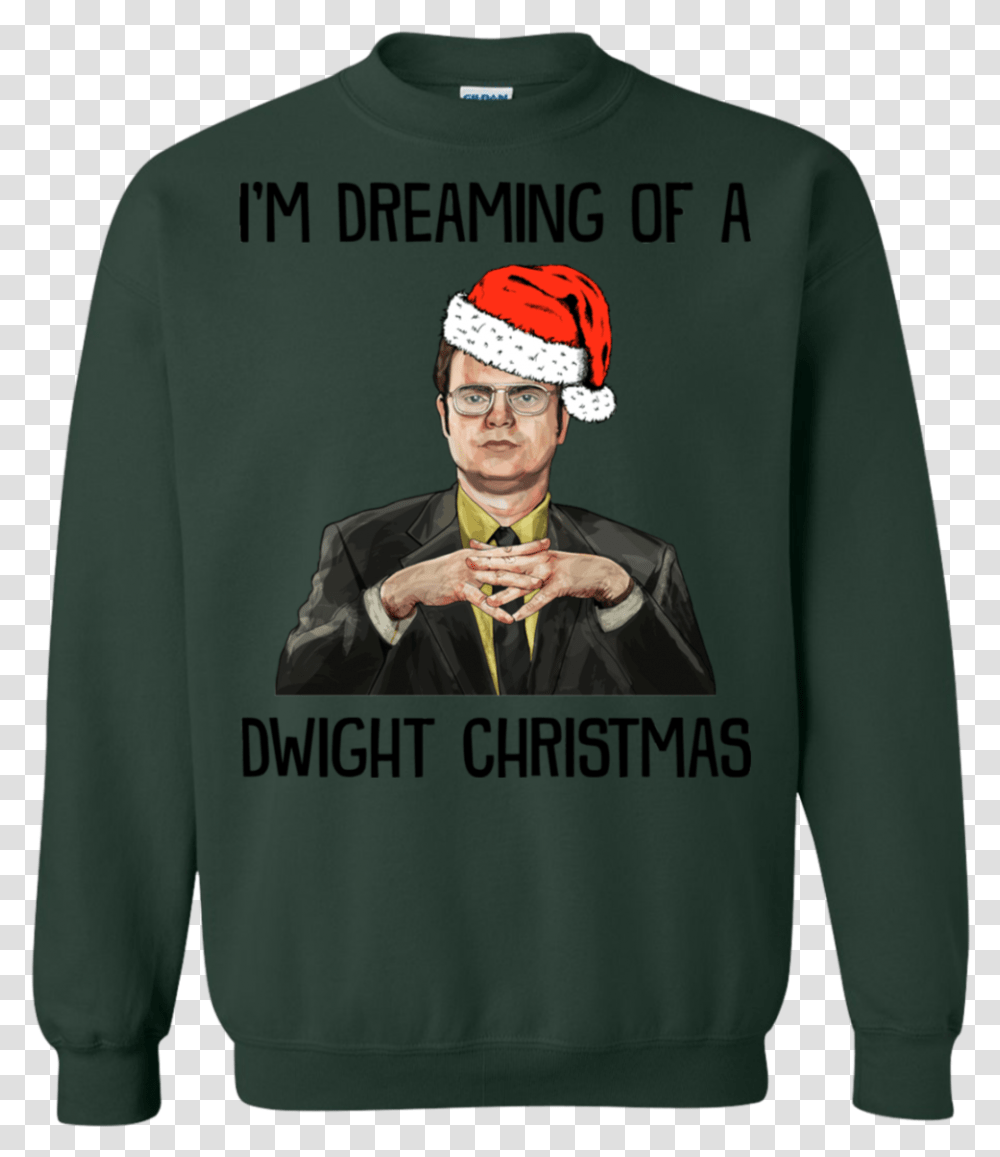 Download Dwight Schrute Im Dreaming Of Office Christmas Sweater Dwight, Clothing, Sleeve, Long Sleeve, Sweatshirt Transparent Png