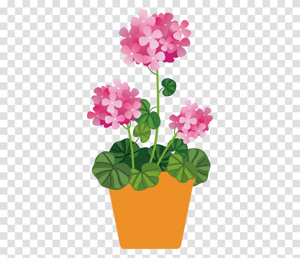 Download E2576a88 Pink Flowers Pot Clipart Full Size Flower Pot Clipart, Plant, Blossom, Geranium, Dahlia Transparent Png