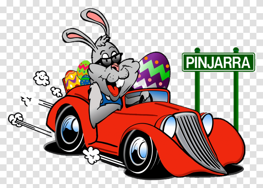 Download Easter Bunny Car Hot Rod Easter Bunny Image Easter Bunny Car, Vehicle, Transportation, Sports Car, Graphics Transparent Png