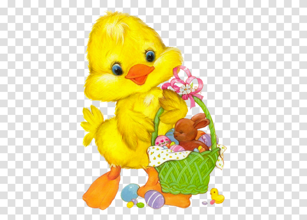 Download Easter Chicken Images Background Cartoon Duck Clipart, Toy, Basket, Sweets, Food Transparent Png