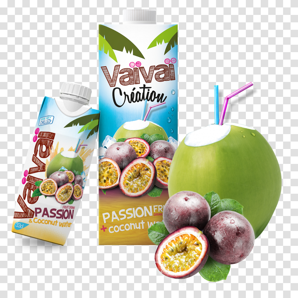 Download Edcpassion 1l 33cl Export Coconut Water Passion Vaivai, Plant, Fruit, Food, Beverage Transparent Png