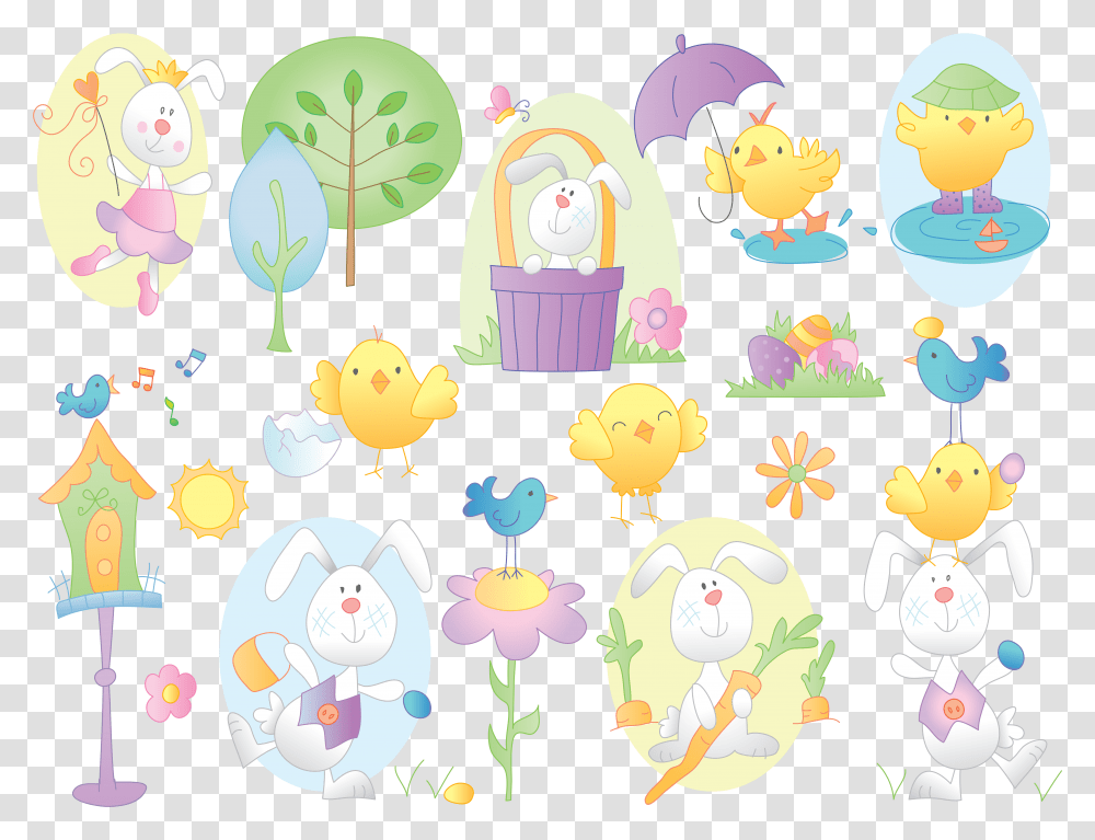 Download Egg Easter Bunny Happy Free Frame Clipart Cartoon, Graphics, Floral Design, Pattern, Rug Transparent Png