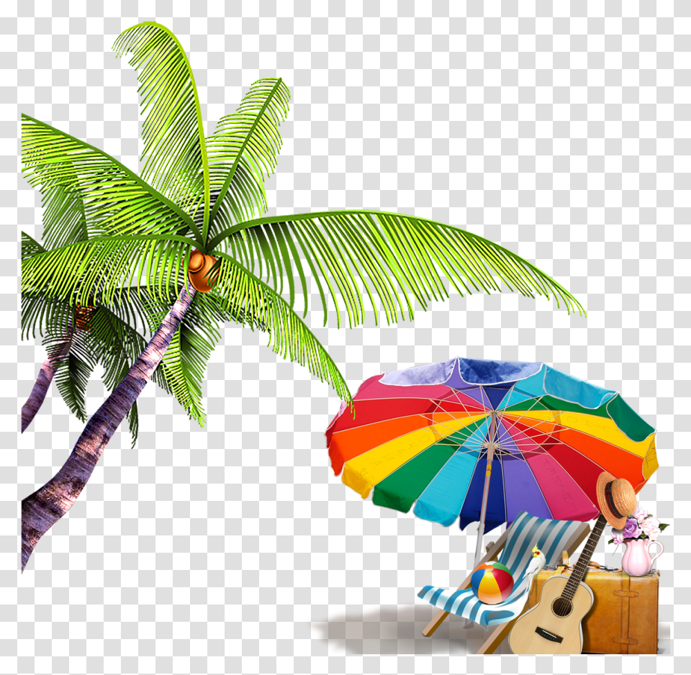 Download Elements Summer Computer Beach File Free Coconut Tree, Plant, Guitar, Leisure Activities, Musical Instrument Transparent Png