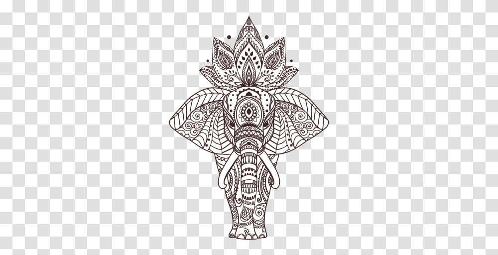 Download Elephant Head Design Mandala Art Coloring Pages Easy Animal Mandala Drawing, Doodle, Cross, Symbol, Emblem Transparent Png