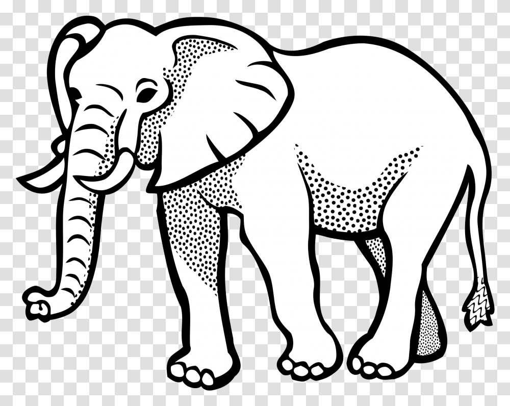Download Elephant Lineart Big Image Animals Clipart Elephant Clipart Black And White, Wildlife, Mammal Transparent Png