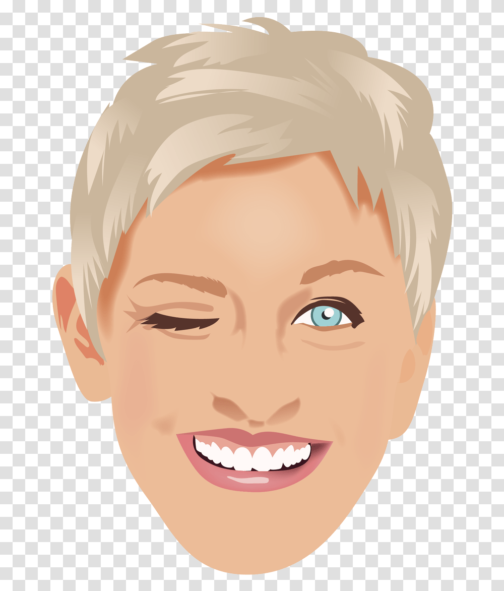 Download Ellen Heart Eyes Emoji Image With No Background Ellen Degeneres Drawing Easy, Smile, Face, Head, Teeth Transparent Png