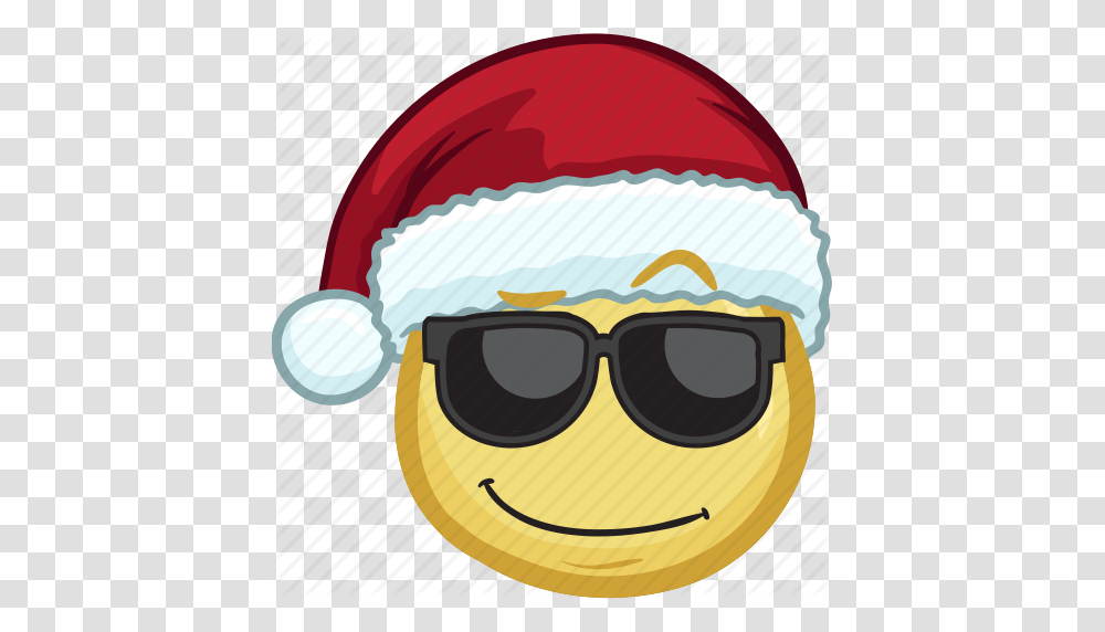 Download Emoji With Santa Hat Clipart Santa Claus Santa Suit Clip, Sunglasses, Goggles Transparent Png