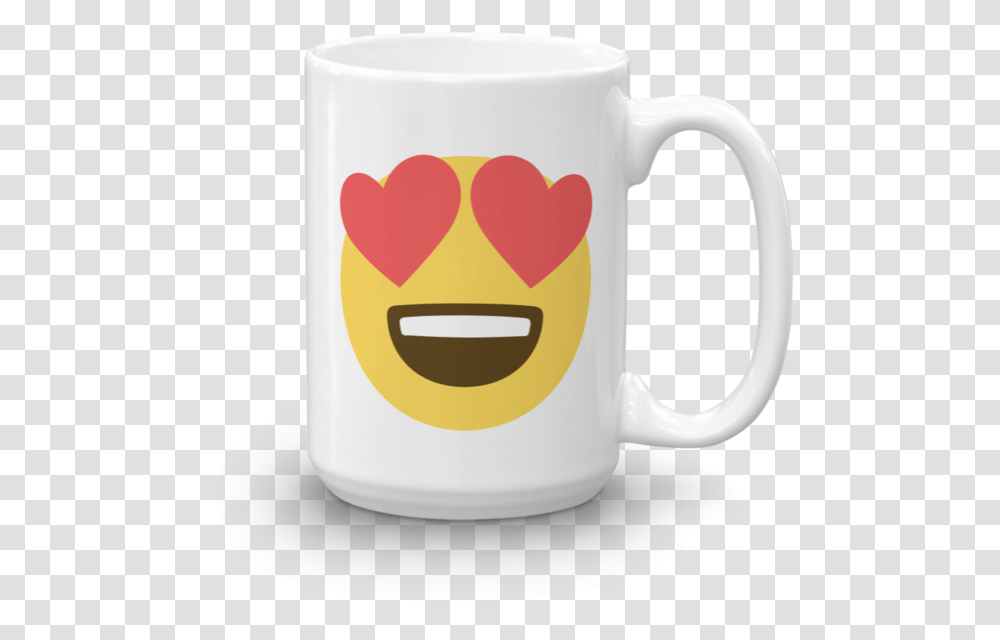 Download Emojione Heart Eyes Emoji Mug Mug, Coffee Cup, Milk, Beverage Transparent Png