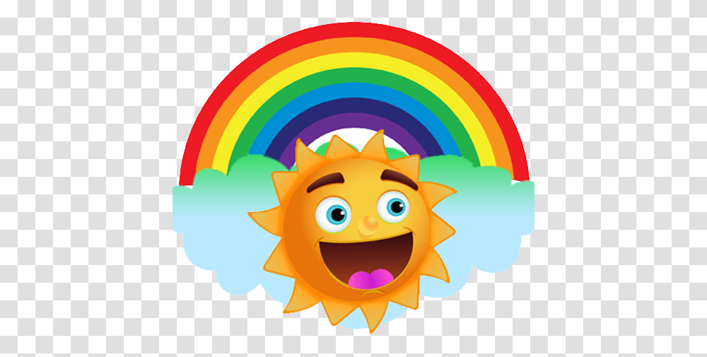 Download Emoticon Gmail Illustration Smiley Emoji Free Rainbow With Clouds Clipart, Graphics, Outdoors, Nature, Sky Transparent Png