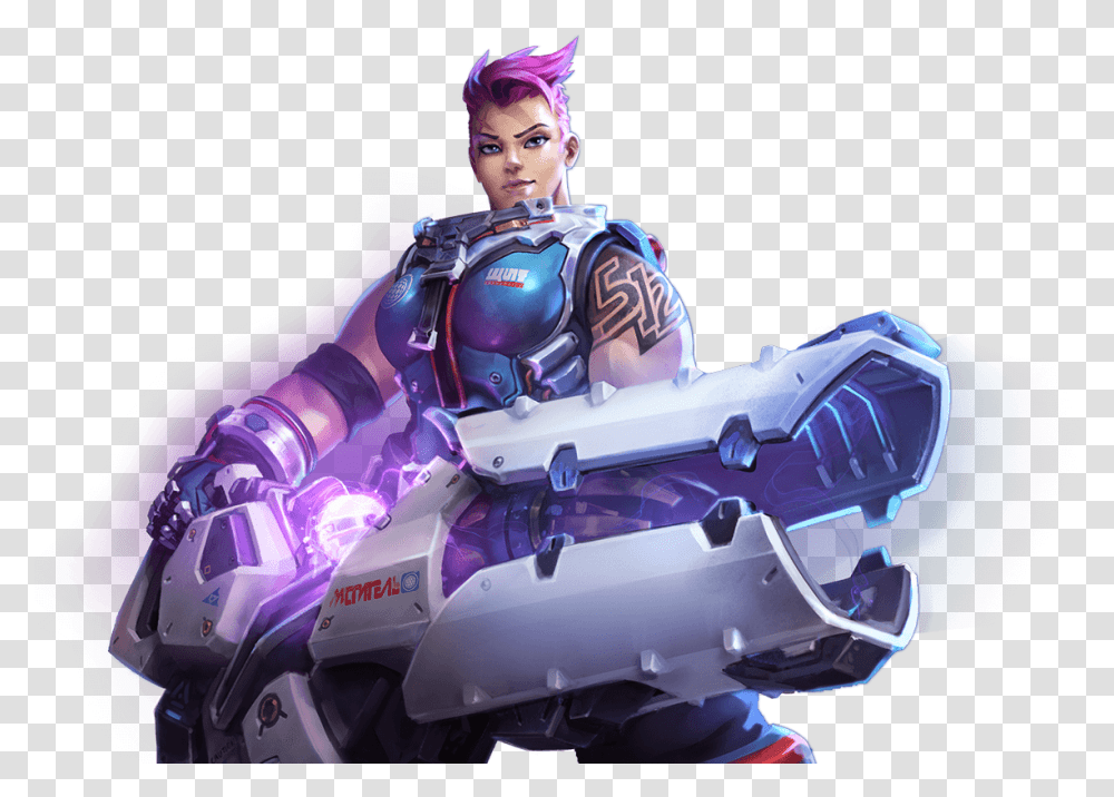 Download Epic Heroes Overwatch Zarya, Motorcycle, Vehicle, Transportation, Person Transparent Png