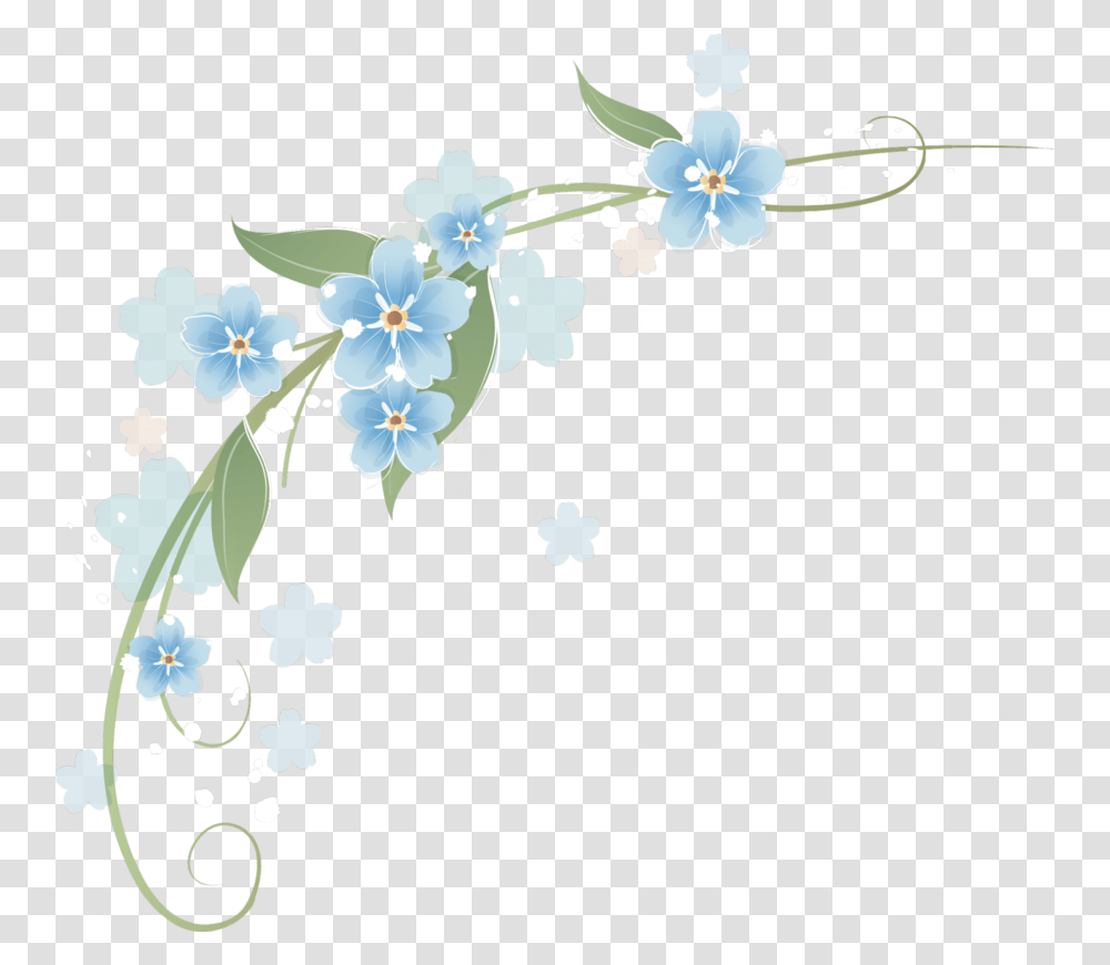 Download Esquinero De Flores Azules Clipart Flower Borders, Floral Design, Pattern, Plant Transparent Png