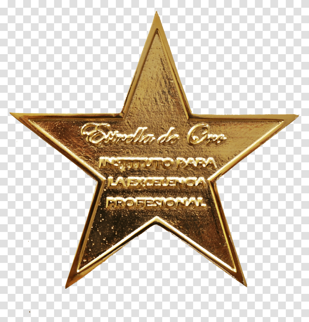 Download Estrella De Oro Excelencia Hammer And Sickle In Black Star, Symbol, Star Symbol, Cross, Gold Transparent Png