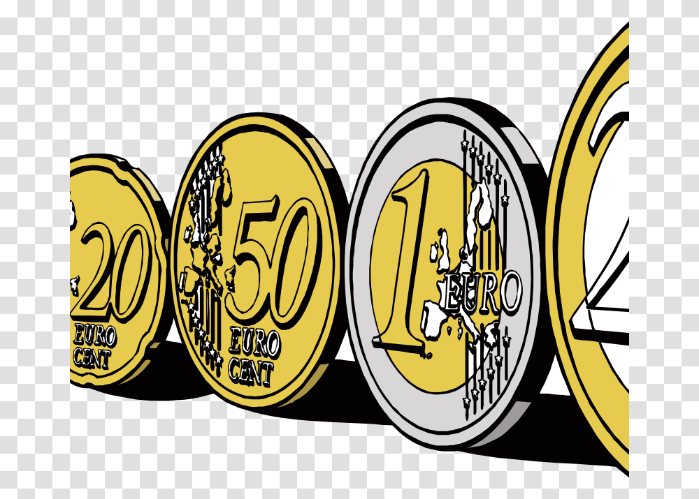 Download Euro Clipart Euro Coins Clip Art Money Coin Yellow, Label, Logo Transparent Png