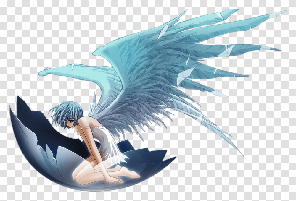 Download Evangelion Sad Angel Anime Girl Sad With Wings Hidden Angels, Bird, Animal, Art, Archangel Transparent Png