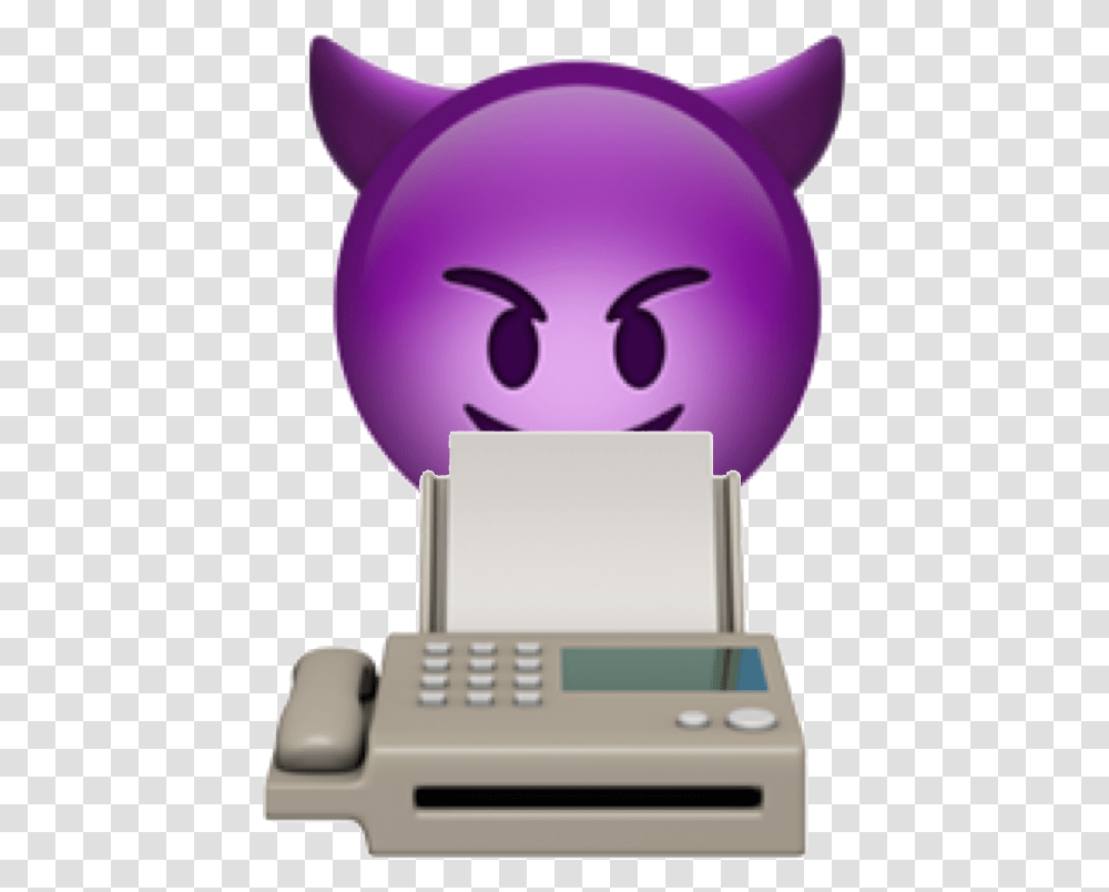 Download Evil Face Hovering Over Fax Machine Emoji Iphone Fax Emoji Iphone, Electronics, Birthday Cake, Dessert, Food Transparent Png