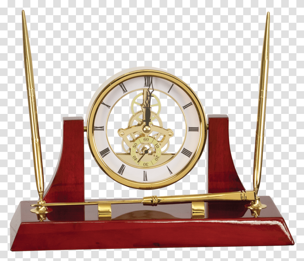 Download Executive Gold & Rosewood Piano Finish Clock With 2 Desk, Clock Tower, Architecture, Building, Analog Clock Transparent Png