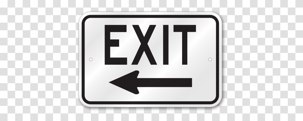 Download Exit Left Arrow Sign Traffic Sign, Symbol, Text, Number, First Aid Transparent Png