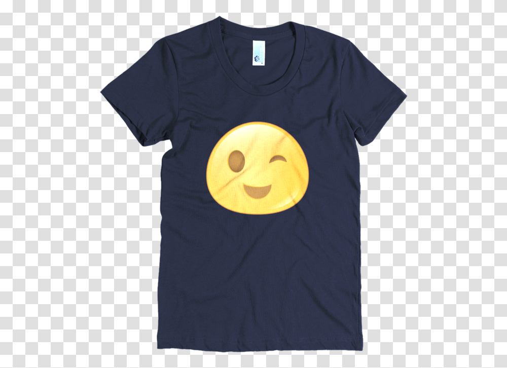 Download Expressive Wink Emoji Women's Short Sleeve Poly Happy, Clothing, Apparel, T-Shirt Transparent Png