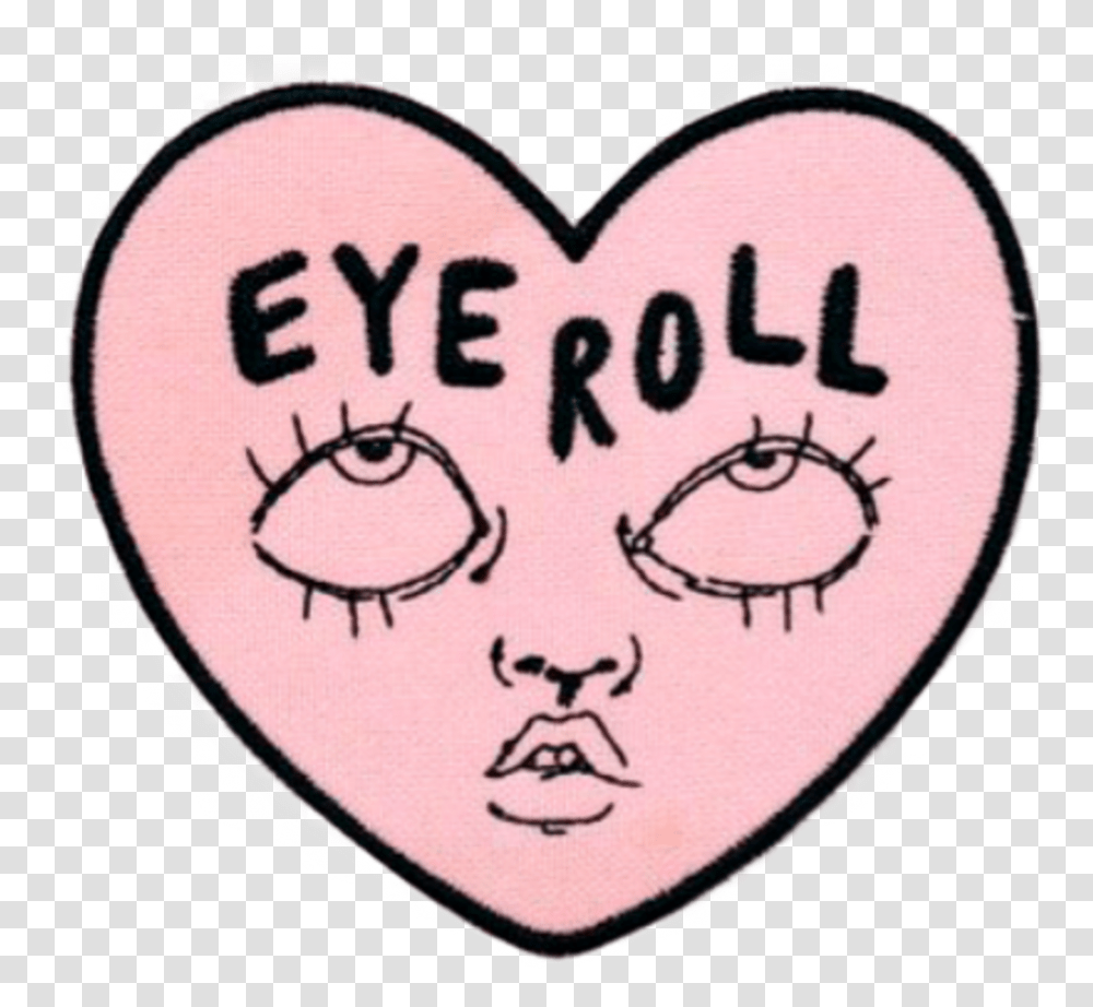 Download Eyeroll Eye Heart Eyes Look Doodle Eyerolling Pink Drawing Aesthetic, Face, Rug, Rubber Eraser, Cushion Transparent Png