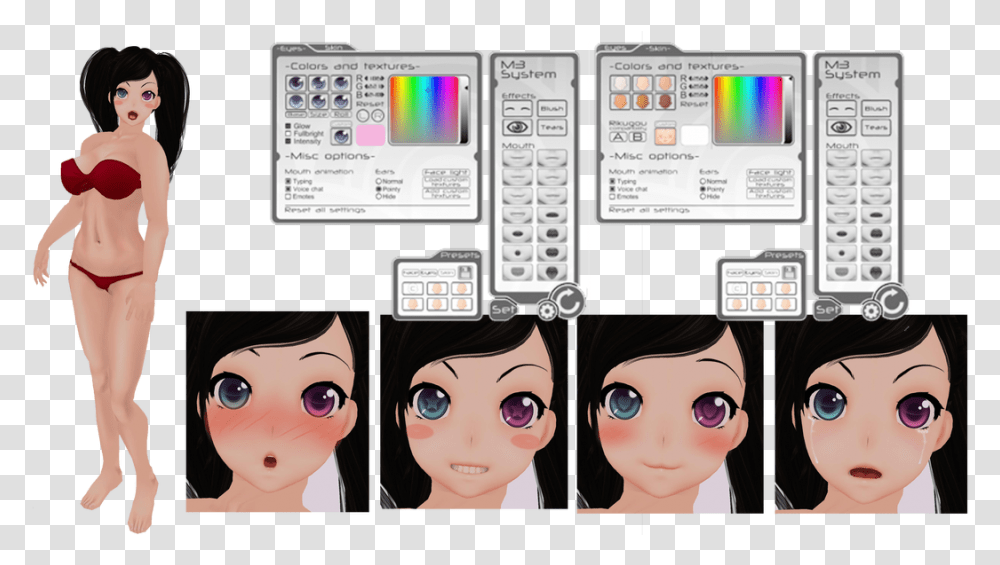 Download Eyes Mouth Expression Eyebrows Blush Skin Hud Cartoon, Person, Mobile Phone, Electronics, Doll Transparent Png