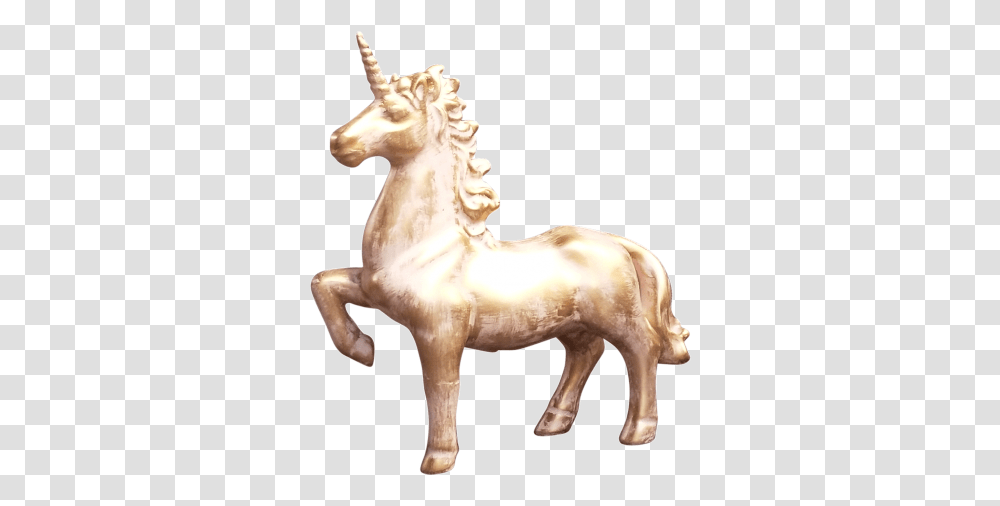 Download Faceted Unicorn Pink Gold Sml 24cm Gold Full Unicorn, Figurine, Horse, Mammal, Animal Transparent Png