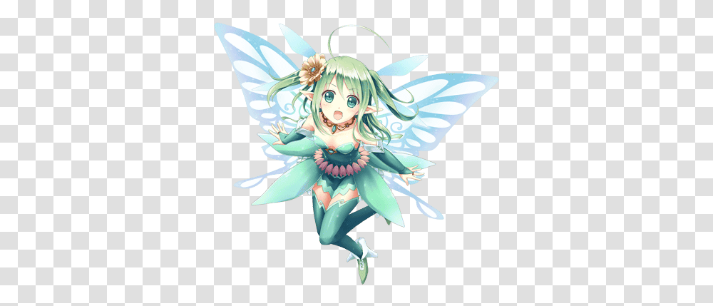 Download Fairy Picture Anime Fairy Girl Green Hair, Art, Costume, Angel, Accessories Transparent Png