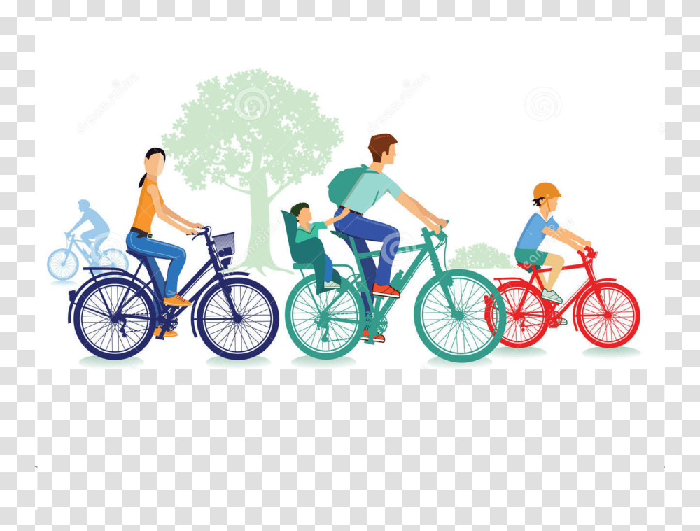 Download Familia En Bicicleta Vector Clipart Bicycle Cycling Clip, Vehicle, Transportation, Wheel, Machine Transparent Png