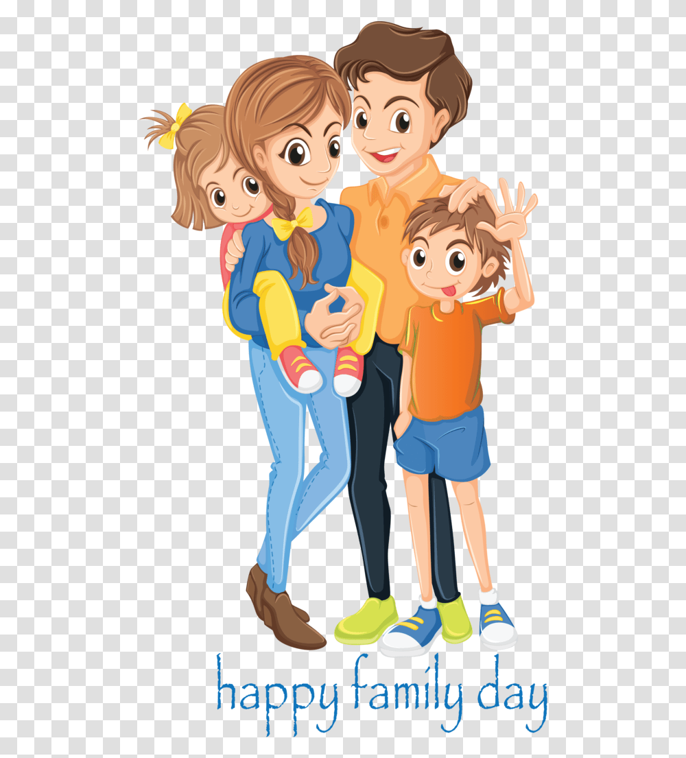 Download Family Day Cartoon People Interaction Animated Happy Family Day, Person, Hand, Shoe, Girl Transparent Png