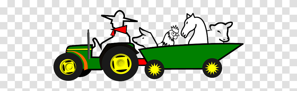 Download Farmer Animals Car Farm Green Horse Tractor Tracteur Clipart Animaux, Vehicle, Transportation, Lawn Mower, Tool Transparent Png