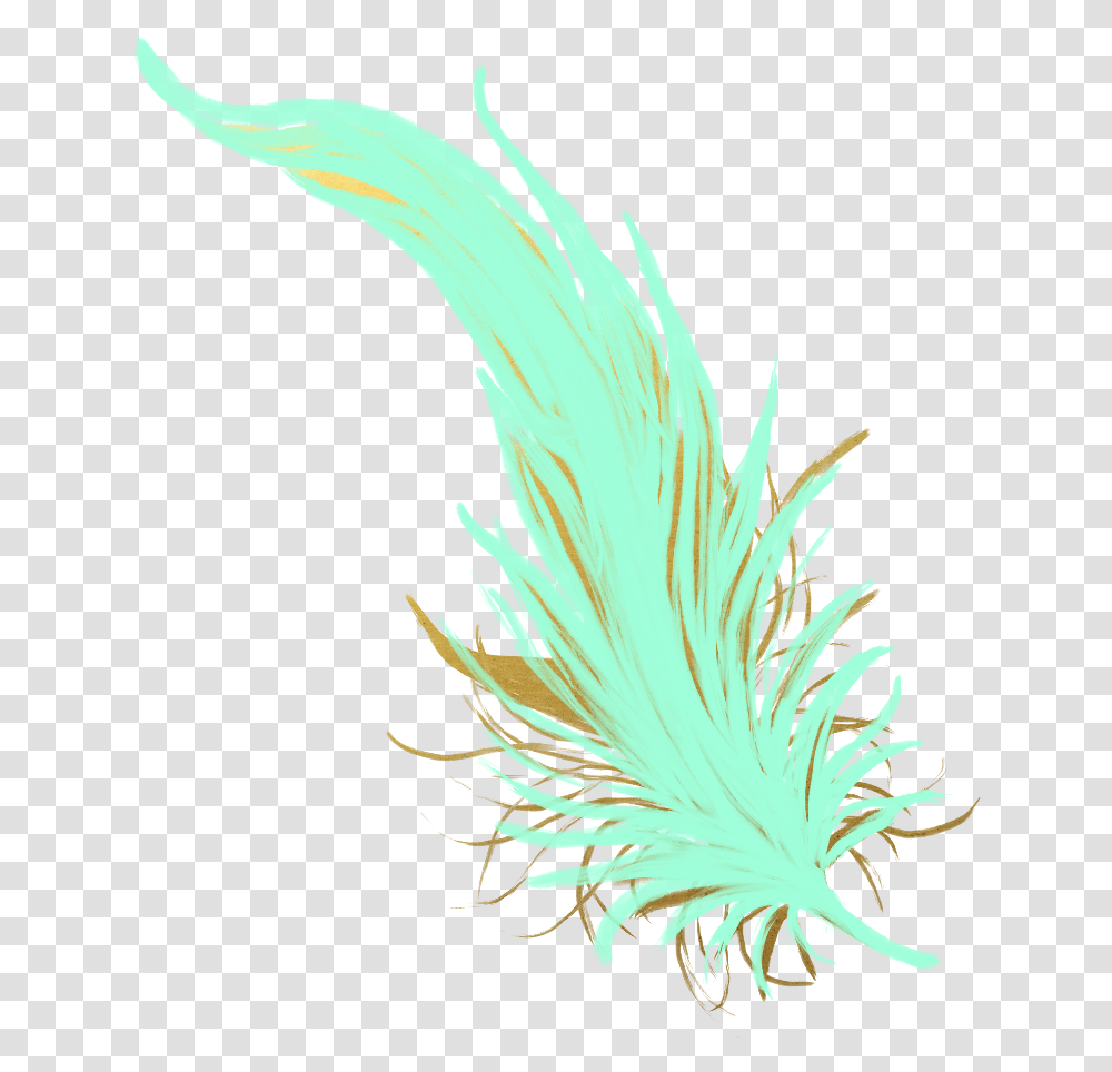 Download Feathers Feather Pastel Golden Gold Teal Mintgreen Vertical, Nature, Outdoors, Sea Anemone, Sea Life Transparent Png