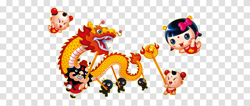 Download February Chinese Dance Child Dragon Cellon Lion Chinese Dragon Dance Background, Pattern Transparent Png