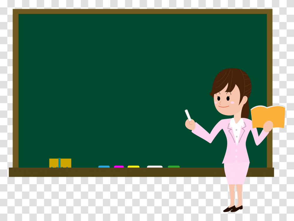 Download Female Teacher On Blackboard In Classroom, Person, Human Transparent Png