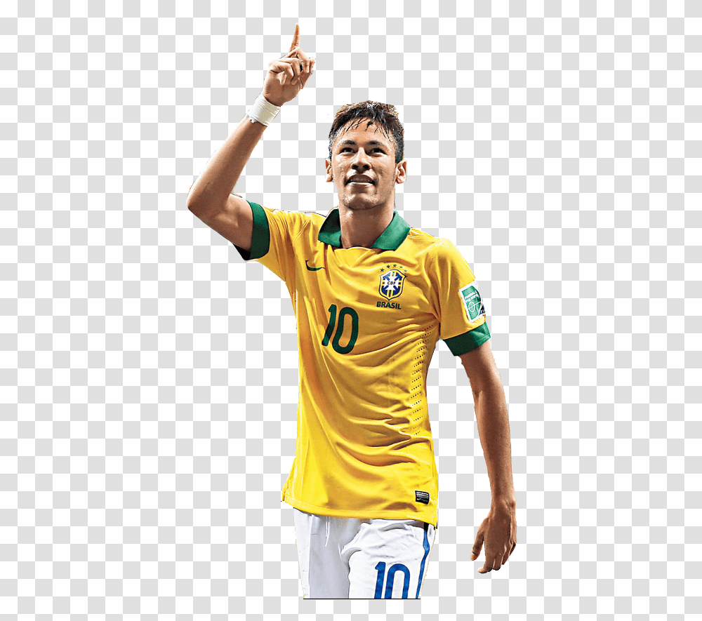 Download Fifa Brazil Neymar 2014 Cup National Football Brazil Mens Soccer, Clothing, Apparel, Shirt, Person Transparent Png