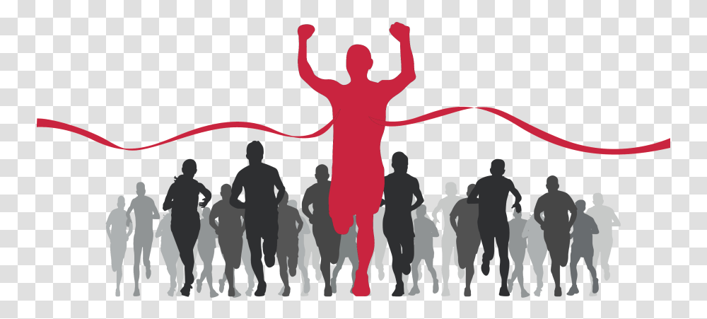 Download Finish Line Runner Finish Line Silhouette, Person, Crowd, People, Graphics Transparent Png